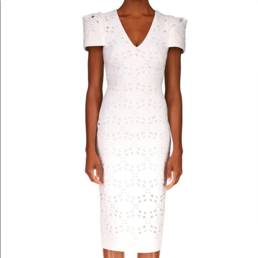 Badgley Mischka Cut-Out Overlay Cocktail Dress
